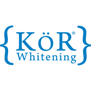 KÖR Whitening logo with blue stylized text
